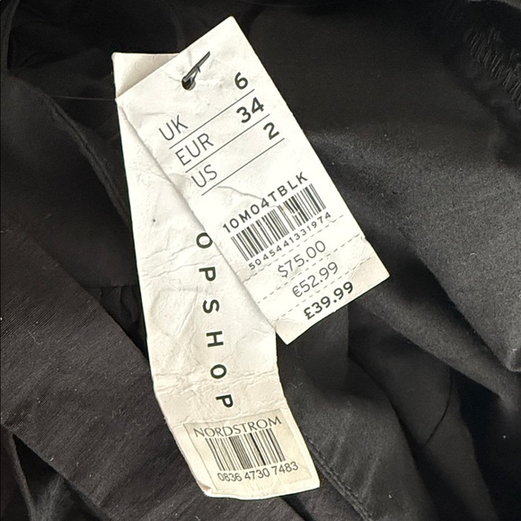 Topshop Black Mini Dress with Puff Sleeves - Picture 3 of 3